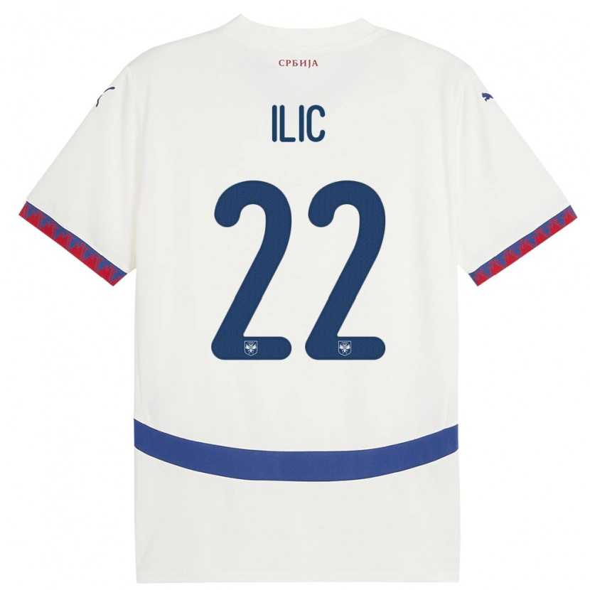 Danxen Mænd Serbien Pavle Ilic #22 Hvid Udebane Spillertrøjer 24-26 Trøje T-Shirt