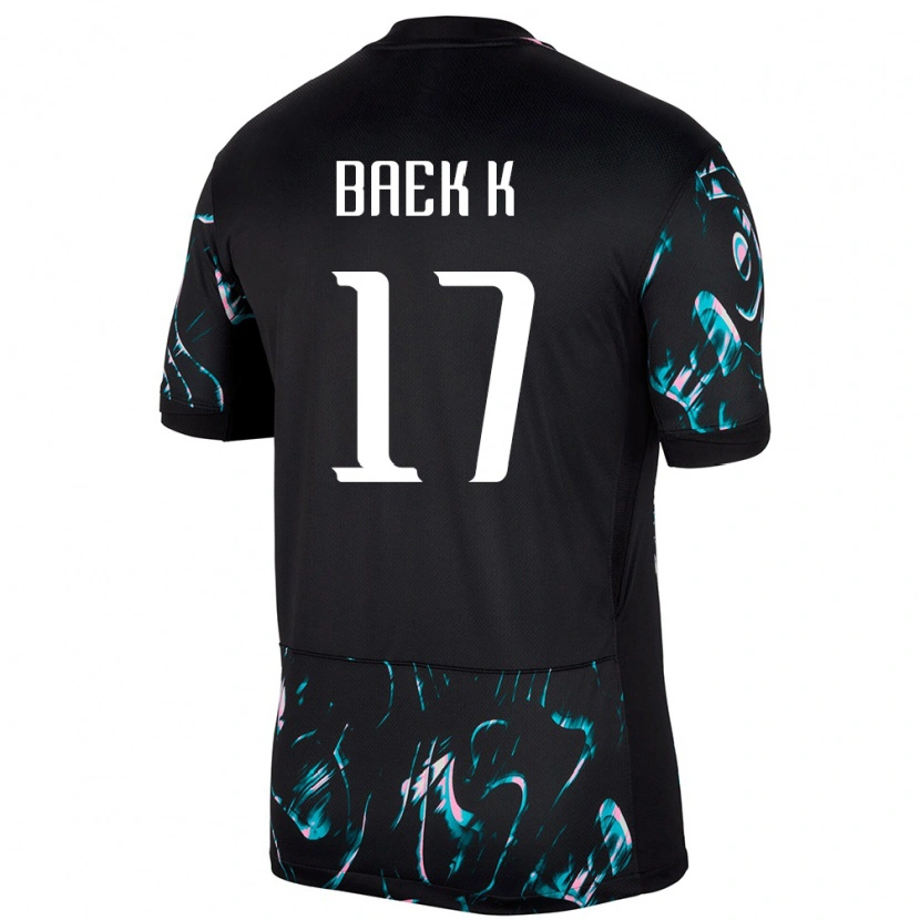 Danxen Mænd Sydkorea Kyeong Baek #17 Sort Udebane Spillertrøjer 24-26 Trøje T-Shirt