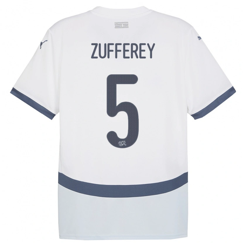 Danxen Mænd Schweiz Gil Zufferey #5 Hvid Udebane Spillertrøjer 24-26 Trøje T-Shirt