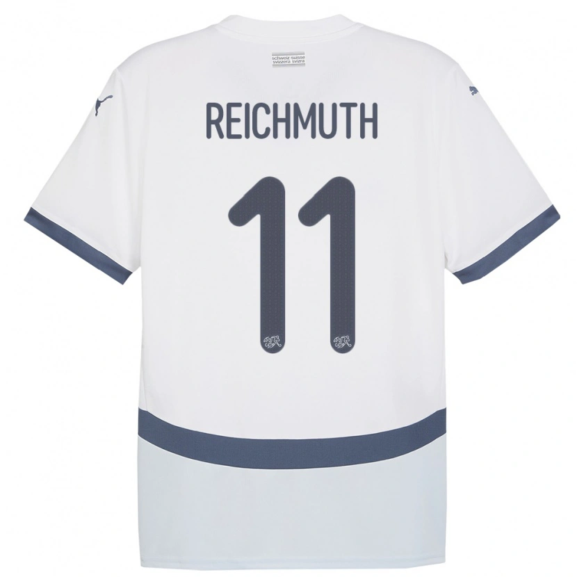 Danxen Mænd Schweiz Nils Reichmuth #11 Hvid Udebane Spillertrøjer 24-26 Trøje T-Shirt