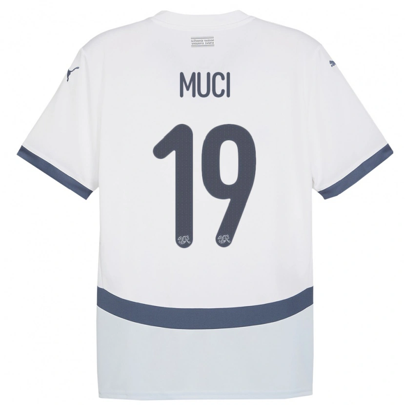 Danxen Mænd Schweiz Nikolas Muci #19 Hvid Udebane Spillertrøjer 24-26 Trøje T-Shirt