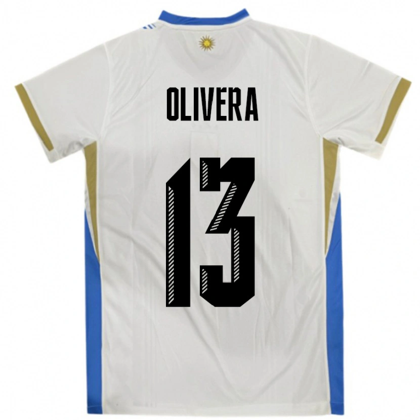 Danxen Mænd Uruguay Sofia Olivera #13 Hvid Blå Udebane Spillertrøjer 24-26 Trøje T-Shirt