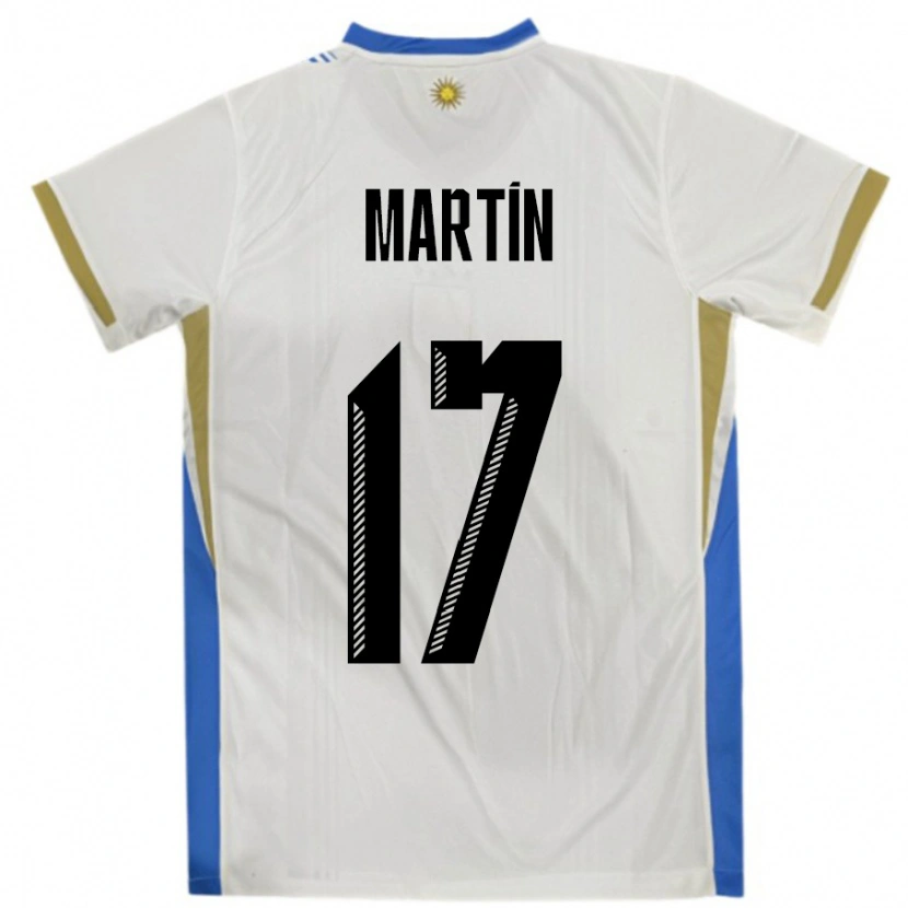 Danxen Mænd Uruguay Juan Martin #17 Hvid Blå Udebane Spillertrøjer 24-26 Trøje T-Shirt