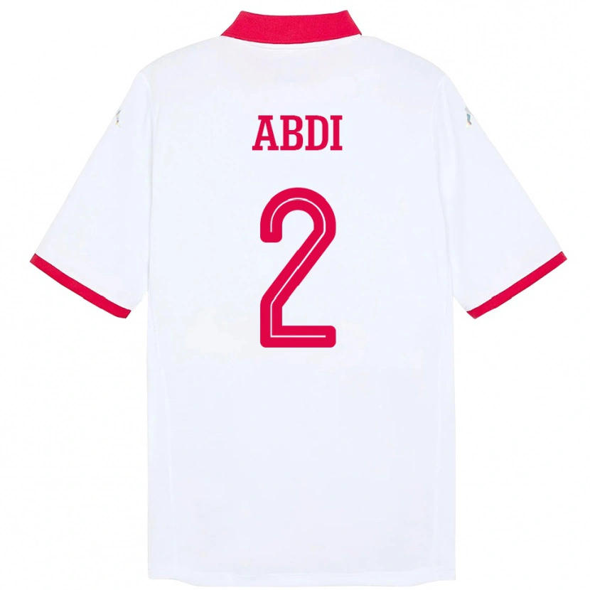 Danxen Mænd Tunesien Ali Abdi #2 Hvid Udebane Spillertrøjer 24-26 Trøje T-Shirt