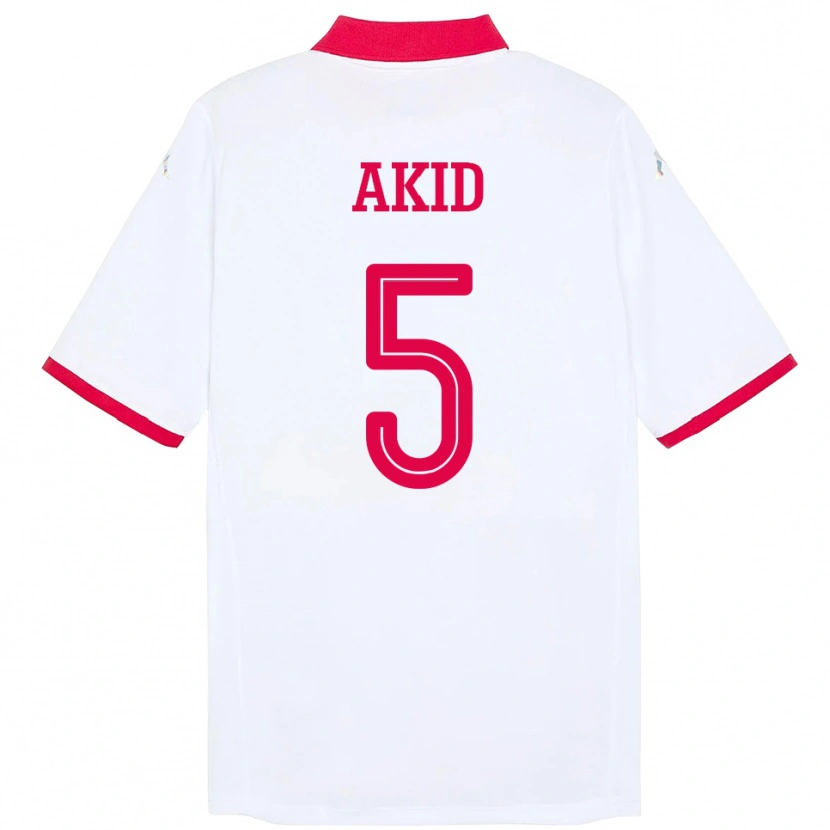 Danxen Mænd Tunesien Abdessalem Akid #5 Hvid Udebane Spillertrøjer 24-26 Trøje T-Shirt