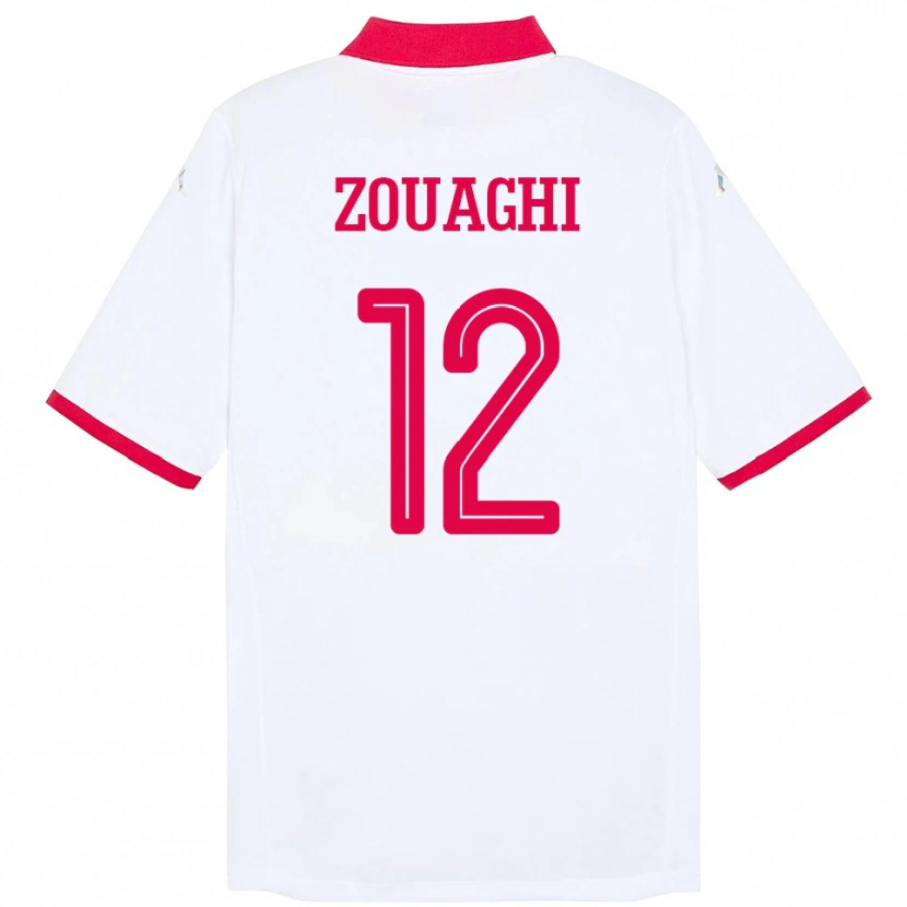 Danxen Mænd Tunesien Thomas Zouaghi #12 Hvid Udebane Spillertrøjer 24-26 Trøje T-Shirt