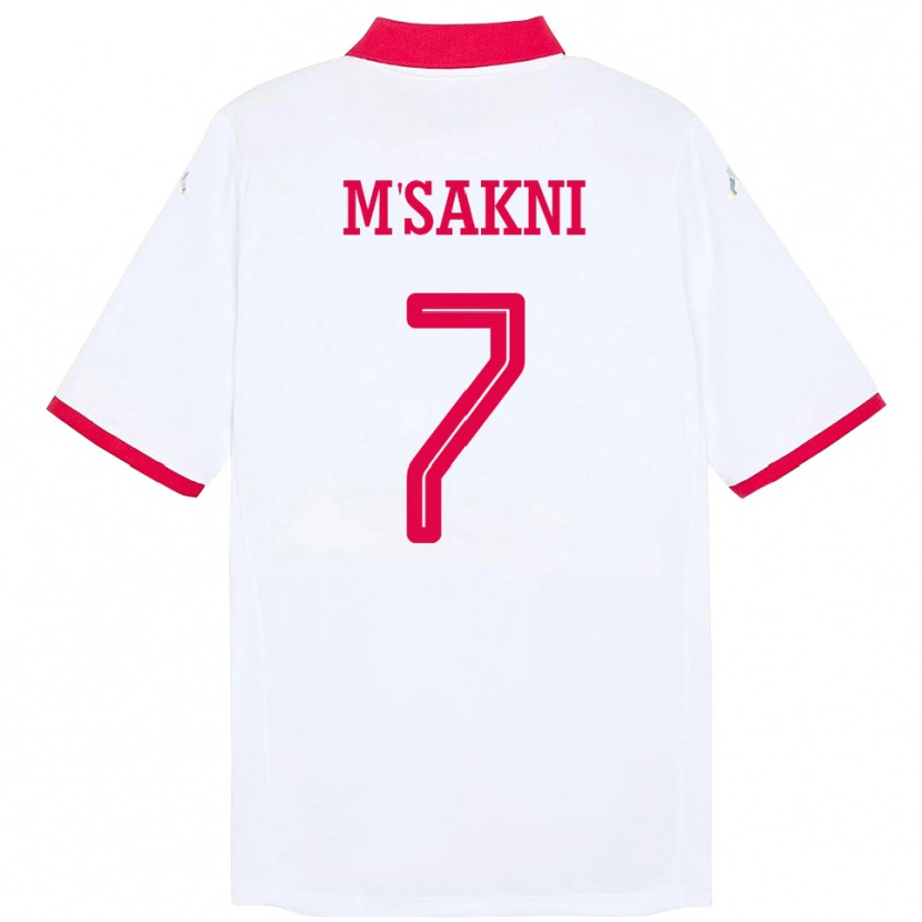 Danxen Mænd Tunesien Youssef M Sakni #7 Hvid Udebane Spillertrøjer 24-26 Trøje T-Shirt