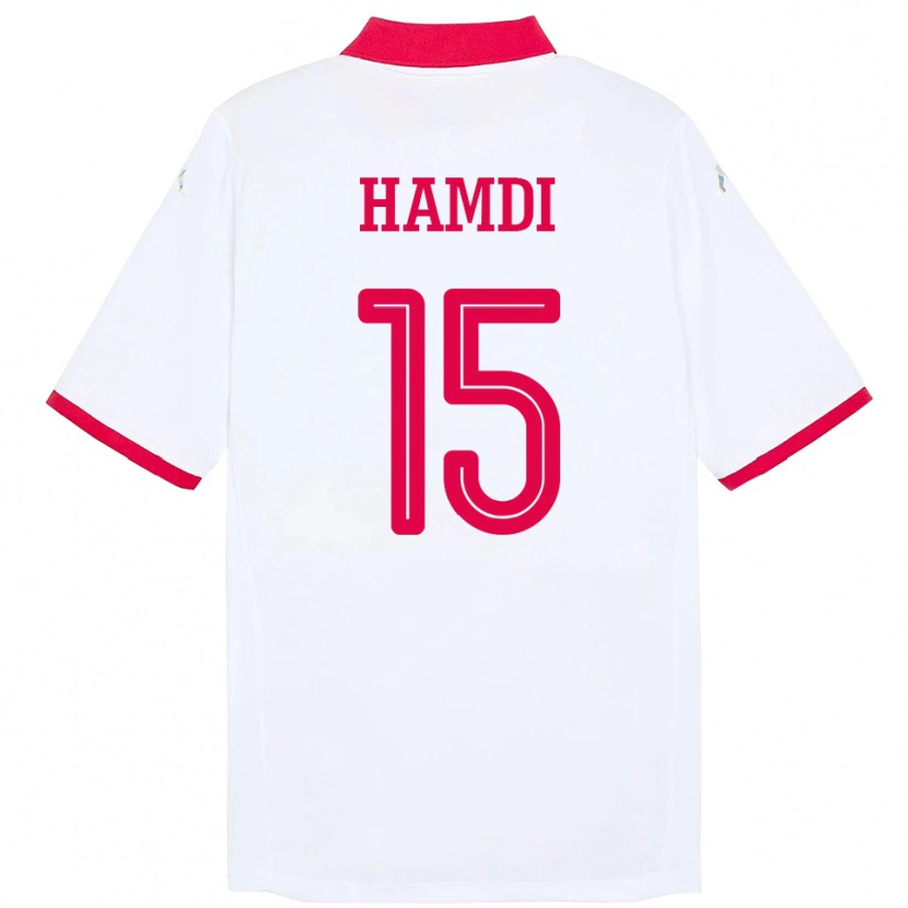 Danxen Mænd Tunesien Hanna Hamdi #15 Hvid Udebane Spillertrøjer 24-26 Trøje T-Shirt