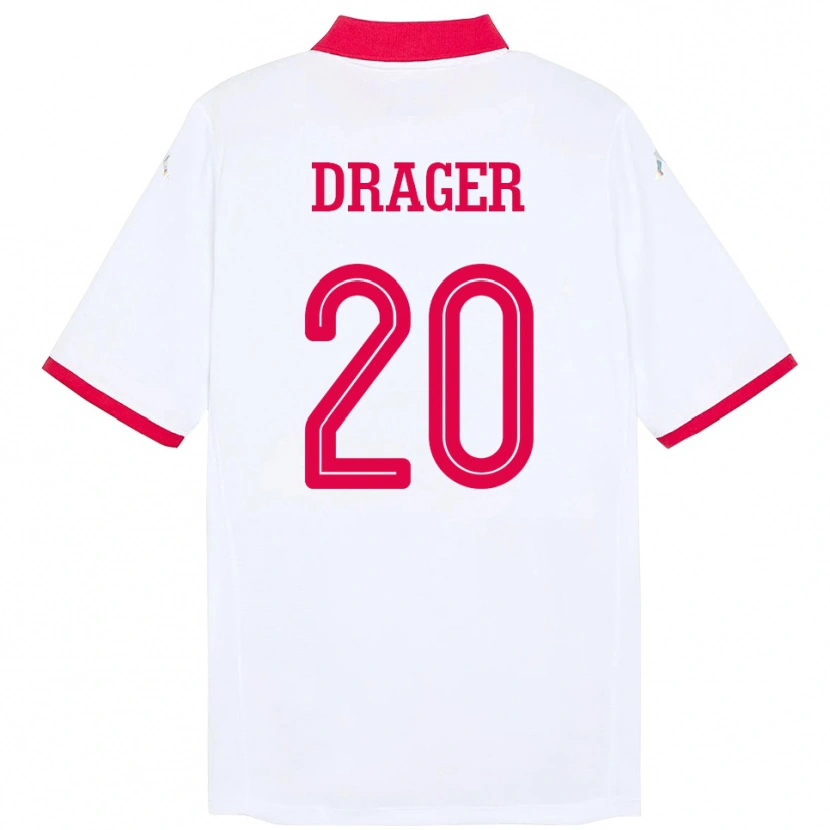 Danxen Mænd Tunesien Mohamed Drager #20 Hvid Udebane Spillertrøjer 24-26 Trøje T-Shirt
