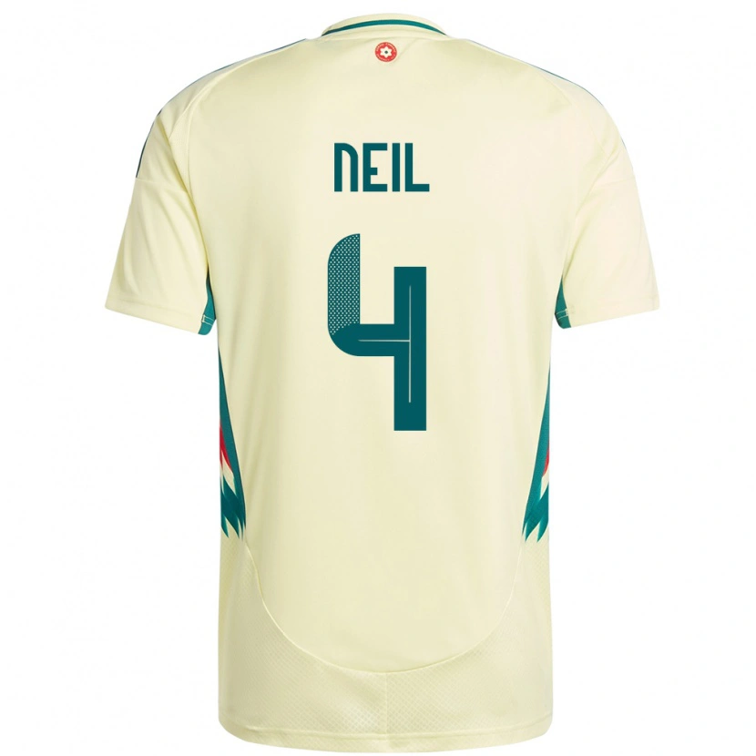 Danxen Mænd Wales Marlie Neil #4 Beige Gul Udebane Spillertrøjer 24-26 Trøje T-Shirt