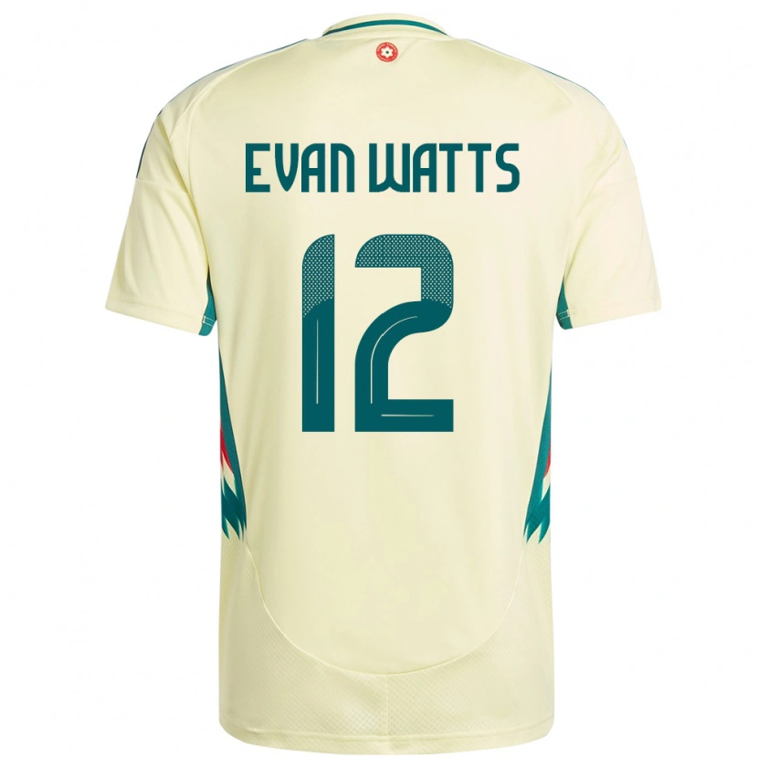 Danxen Mænd Wales Evan Watts #12 Beige Gul Udebane Spillertrøjer 24-26 Trøje T-Shirt