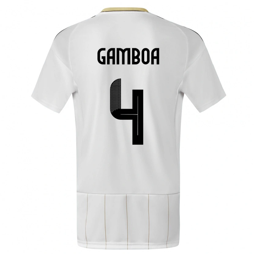 Danxen Mænd Costa Rica Alexis Gamboa #4 Hvid Udebane Spillertrøjer 24-26 Trøje T-Shirt
