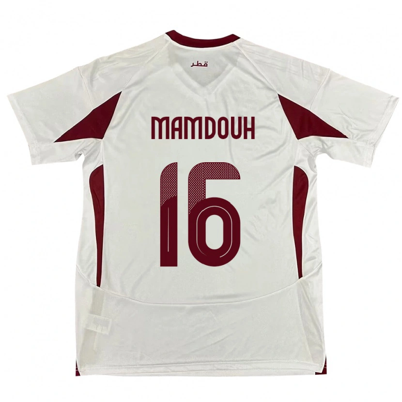 Danxen Mænd Qatar Bahaa Mamdouh #16 Hvid Udebane Spillertrøjer 24-26 Trøje T-Shirt
