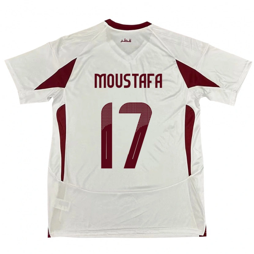 Danxen Mænd Qatar Abdelrahman Moustafa #17 Hvid Udebane Spillertrøjer 24-26 Trøje T-Shirt