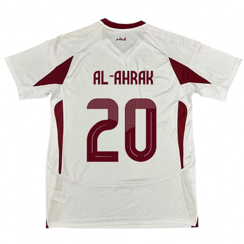 Danxen Mænd Qatar Abdullah Al-Ahrak #20 Hvid Udebane Spillertrøjer 24-26 Trøje T-Shirt