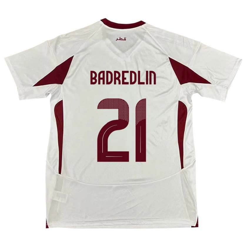 Danxen Mænd Qatar Marwan Badredlin #21 Hvid Udebane Spillertrøjer 24-26 Trøje T-Shirt
