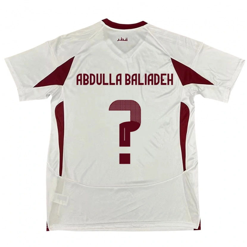 Danxen Mænd Qatar Yousef Abdulla Baliadeh #0 Hvid Udebane Spillertrøjer 24-26 Trøje T-Shirt