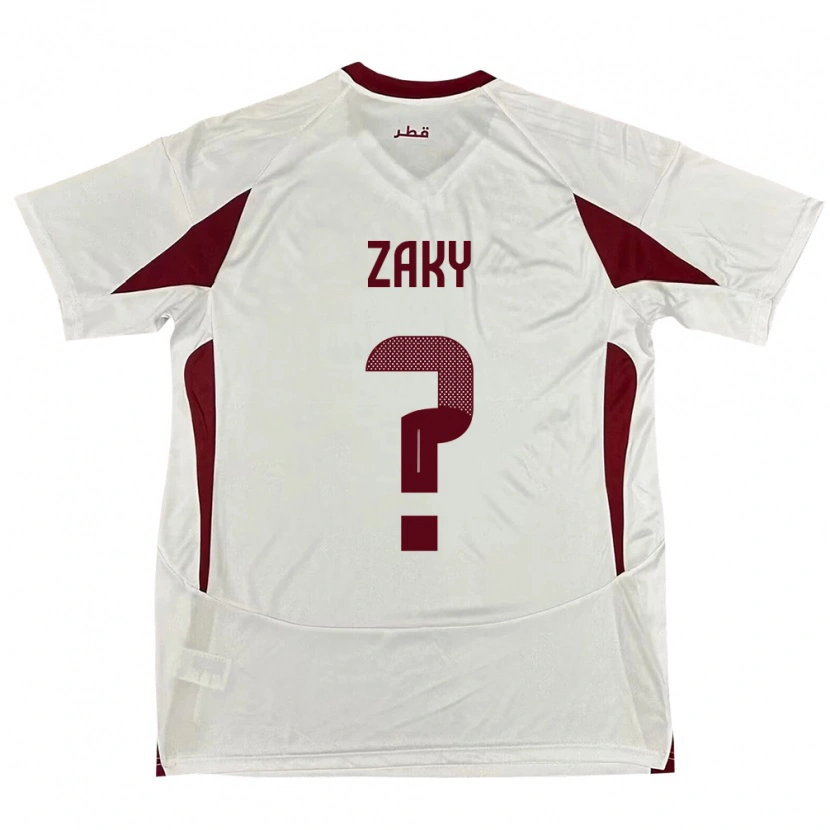 Danxen Mænd Qatar Abdelrahman Zaky #0 Hvid Udebane Spillertrøjer 24-26 Trøje T-Shirt