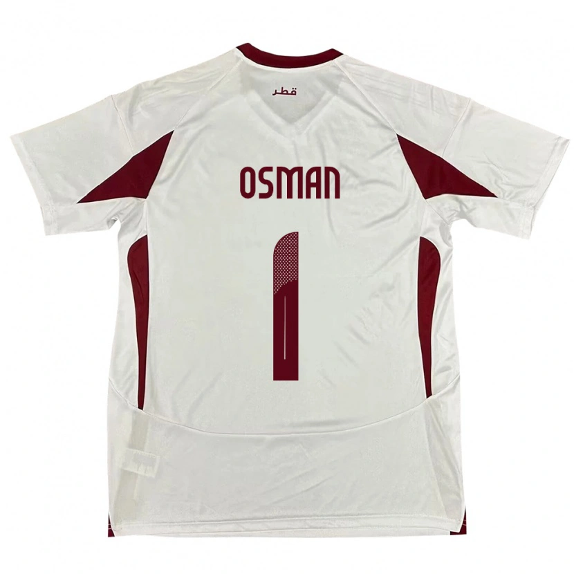 Danxen Mænd Qatar Abubaker Osman #1 Hvid Udebane Spillertrøjer 24-26 Trøje T-Shirt