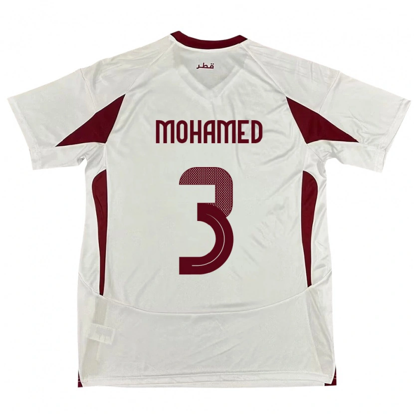 Danxen Mænd Qatar Motaman Mohamed #3 Hvid Udebane Spillertrøjer 24-26 Trøje T-Shirt