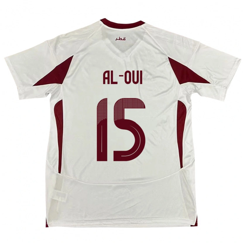 Danxen Mænd Qatar Ayoub Al-Oui #15 Hvid Udebane Spillertrøjer 24-26 Trøje T-Shirt
