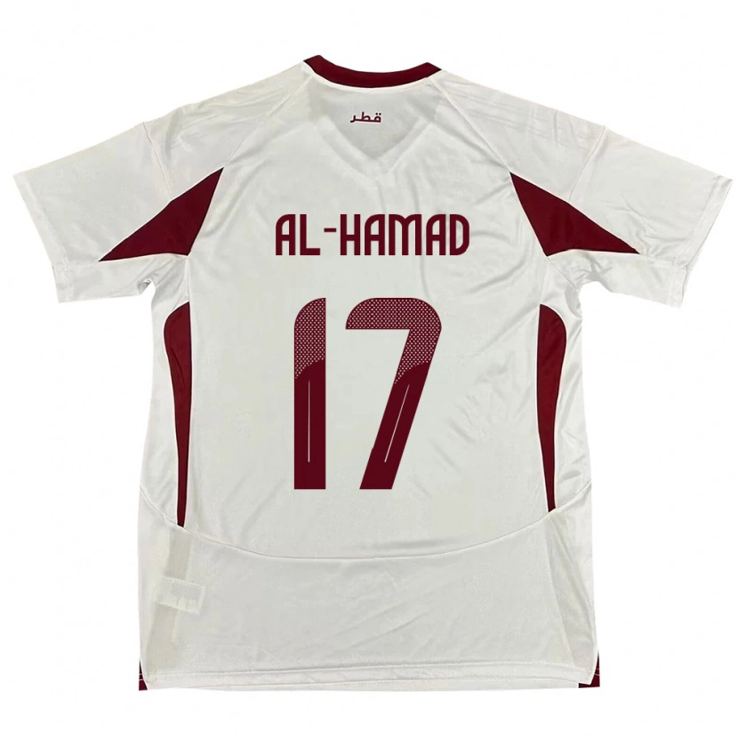 Danxen Mænd Qatar Jassem Al-Hamad #17 Hvid Udebane Spillertrøjer 24-26 Trøje T-Shirt