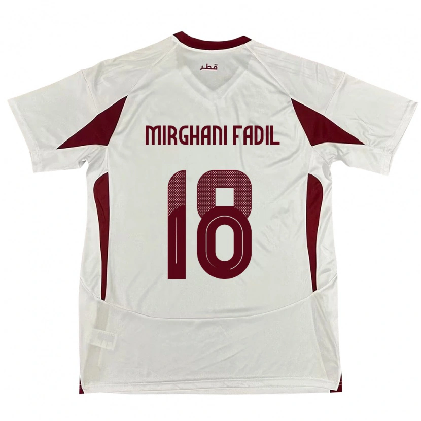 Danxen Mænd Qatar Awab Mirghani Fadil #18 Hvid Udebane Spillertrøjer 24-26 Trøje T-Shirt