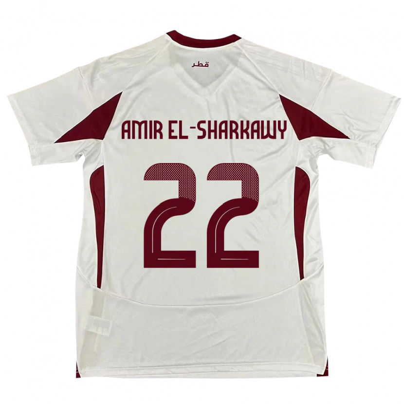 Danxen Mænd Qatar Galal Amir El-Sharkawy #22 Hvid Udebane Spillertrøjer 24-26 Trøje T-Shirt