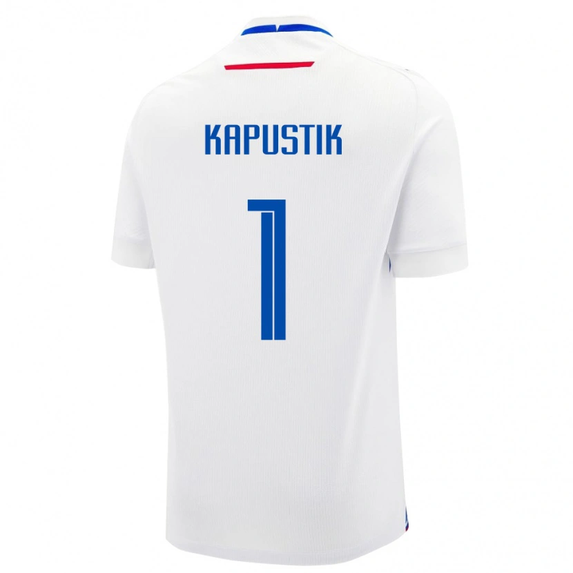 Danxen Mænd Slovakiet Simon Kapustik #1 Hvid Udebane Spillertrøjer 24-26 Trøje T-Shirt