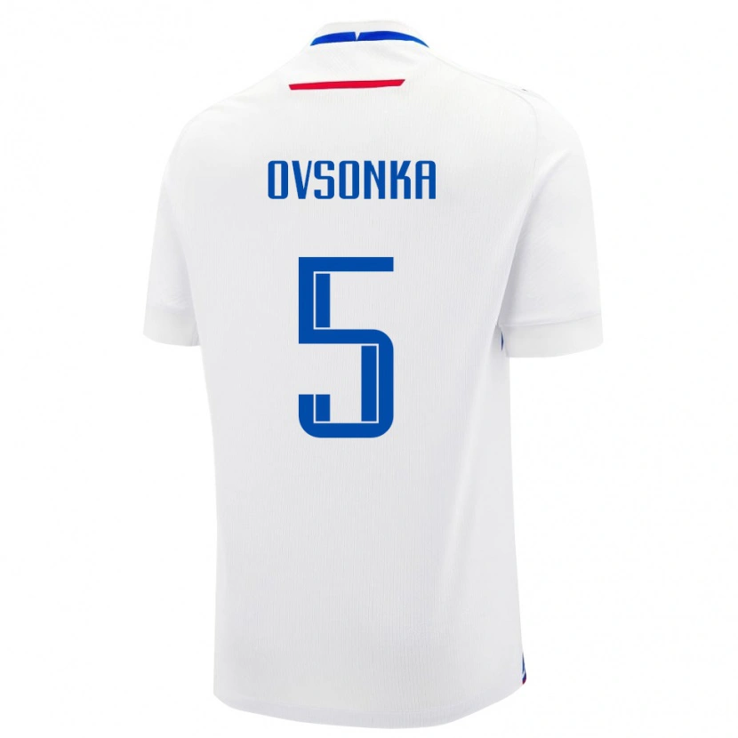 Danxen Mænd Slovakiet David Ovsonka #5 Hvid Udebane Spillertrøjer 24-26 Trøje T-Shirt