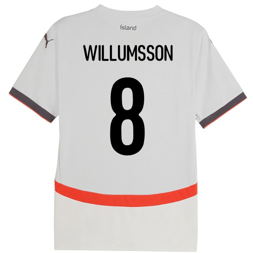 Danxen Mænd Island Brynjólfur Andersen Willumsson #8 Hvid Udebane Spillertrøjer 24-26 Trøje T-Shirt