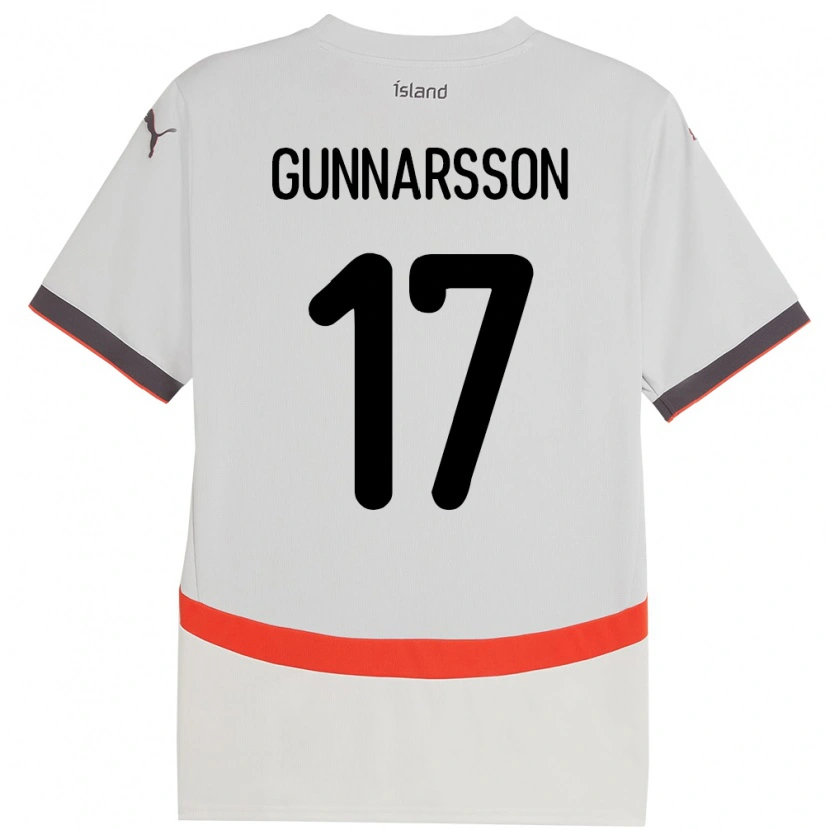 Danxen Mænd Island Aron Gunnarsson #17 Hvid Udebane Spillertrøjer 24-26 Trøje T-Shirt
