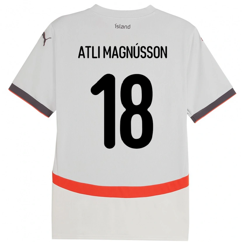 Danxen Mænd Island Saevar Atli Magnússon #18 Hvid Udebane Spillertrøjer 24-26 Trøje T-Shirt