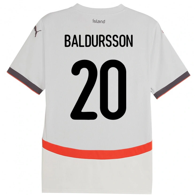Danxen Mænd Island Andri Fannar Baldursson #20 Hvid Udebane Spillertrøjer 24-26 Trøje T-Shirt