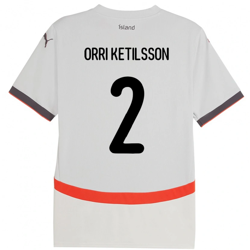 Danxen Mænd Island Ketill Orri Ketilsson #2 Hvid Udebane Spillertrøjer 24-26 Trøje T-Shirt