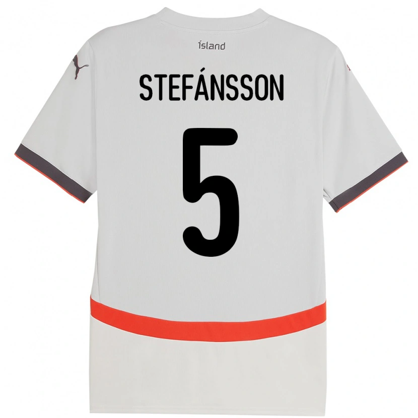 Danxen Mænd Island Sölvi Stefánsson #5 Hvid Udebane Spillertrøjer 24-26 Trøje T-Shirt
