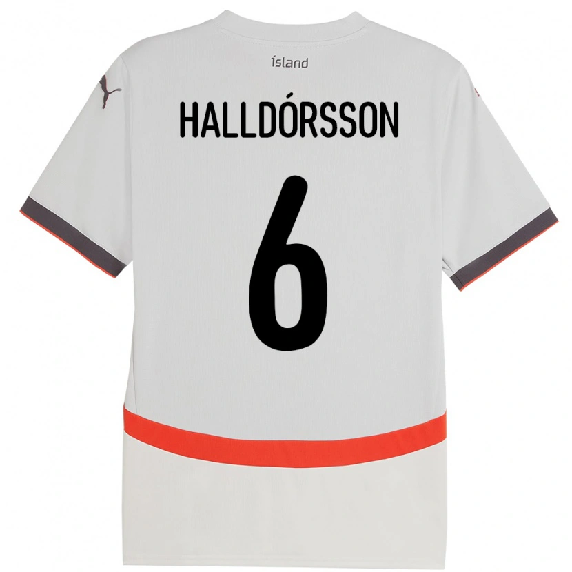 Danxen Mænd Island Einar Freyr Halldórsson #6 Hvid Udebane Spillertrøjer 24-26 Trøje T-Shirt