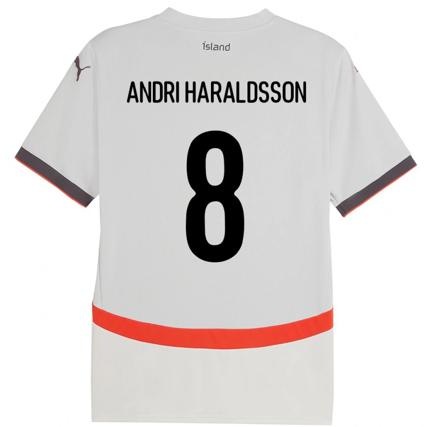 Danxen Mænd Island Haukur Andri Haraldsson #8 Hvid Udebane Spillertrøjer 24-26 Trøje T-Shirt