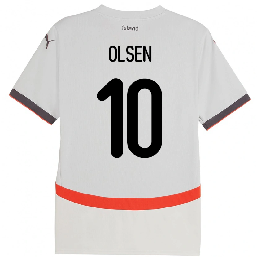 Danxen Mænd Island Gunnar Olsen #10 Hvid Udebane Spillertrøjer 24-26 Trøje T-Shirt