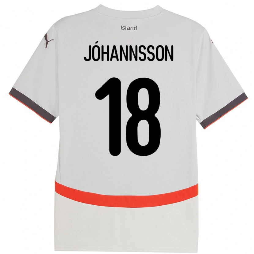 Danxen Mænd Island Helgi Jóhannsson #18 Hvid Udebane Spillertrøjer 24-26 Trøje T-Shirt