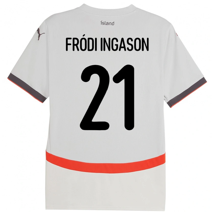 Danxen Mænd Island Helgi Fródi Ingason #21 Hvid Udebane Spillertrøjer 24-26 Trøje T-Shirt