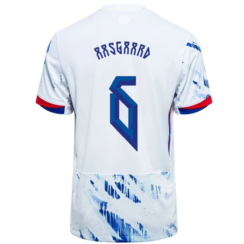 Danxen Mænd Norge Thelo Aasgaard #6 Hvid Blå Udebane Spillertrøjer 24-26 Trøje T-Shirt