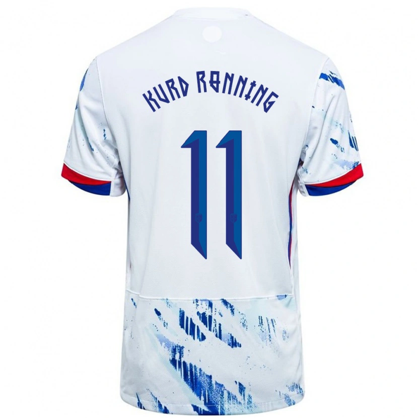 Danxen Mænd Norge Adrian Kurd Rønning #11 Hvid Blå Udebane Spillertrøjer 24-26 Trøje T-Shirt