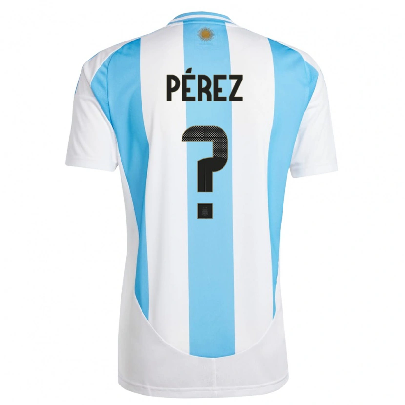 Danxen Kvinder Argentina Tomás Pérez #0 Hvid Blå Hjemmebane Spillertrøjer 24-26 Trøje T-Shirt