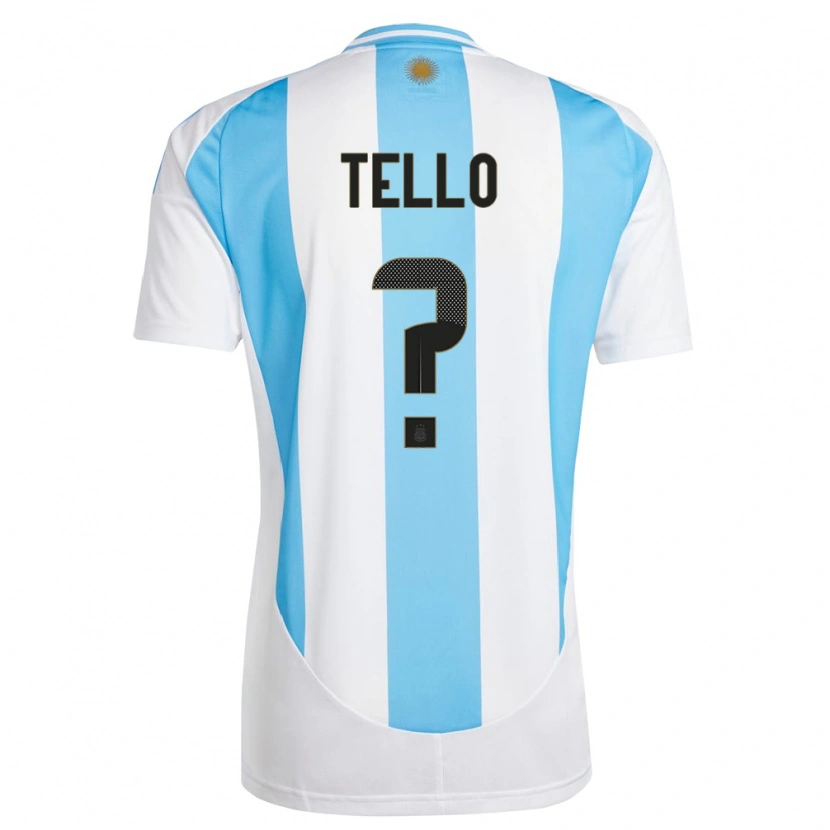 Danxen Kvinder Argentina Alejandro Tello #0 Hvid Blå Hjemmebane Spillertrøjer 24-26 Trøje T-Shirt