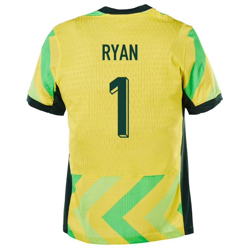 Danxen Kvinder Australien Mathew Ryan #1 Gylden Hjemmebane Spillertrøjer 24-26 Trøje T-Shirt