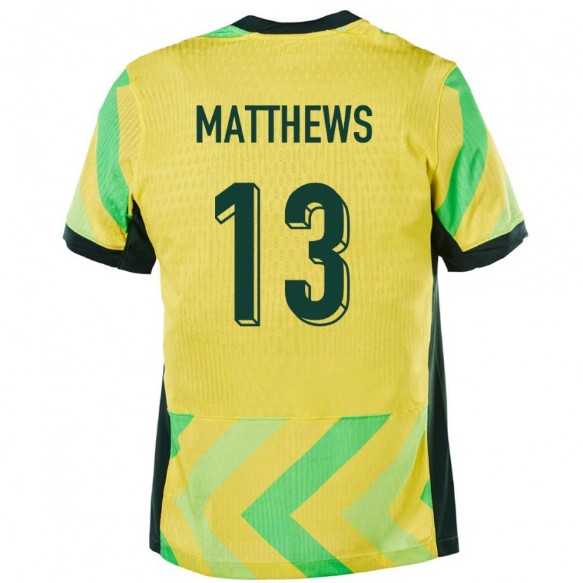 Danxen Kvinder Australien Hayden Matthews #13 Gylden Hjemmebane Spillertrøjer 24-26 Trøje T-Shirt
