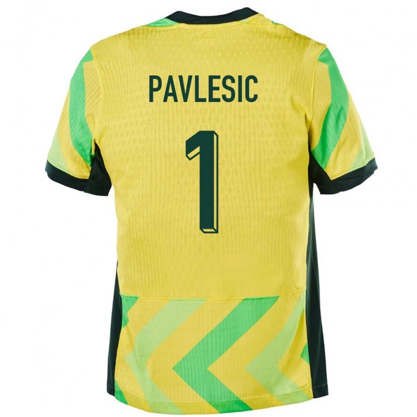 Danxen Kvinder Australien Adam Pavlesic #1 Gylden Hjemmebane Spillertrøjer 24-26 Trøje T-Shirt