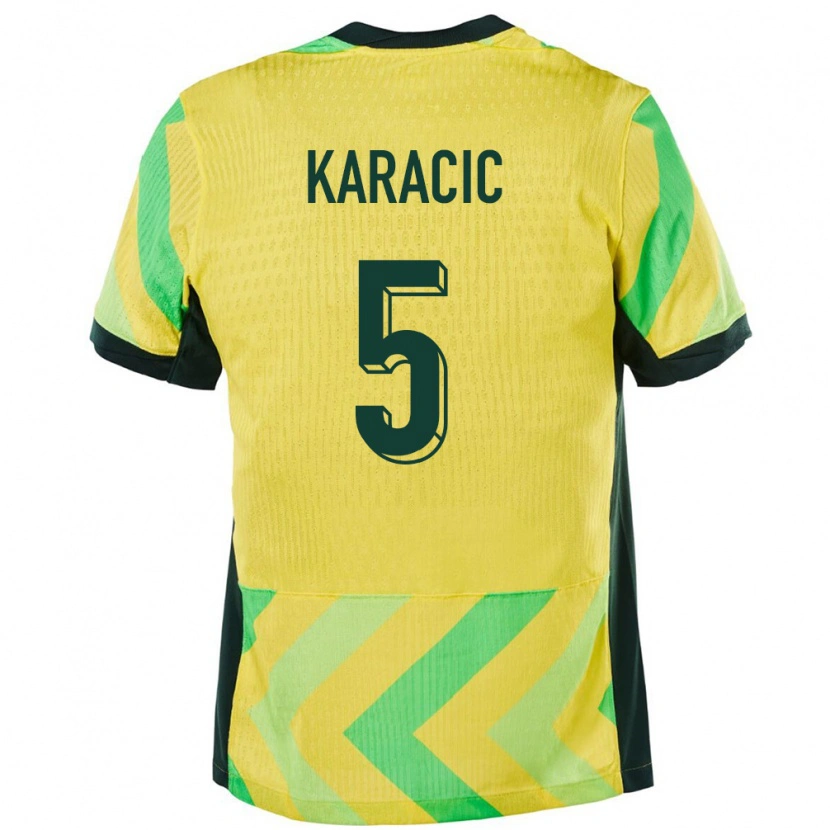 Danxen Kvinder Australien Fran Karacic #5 Gylden Hjemmebane Spillertrøjer 24-26 Trøje T-Shirt