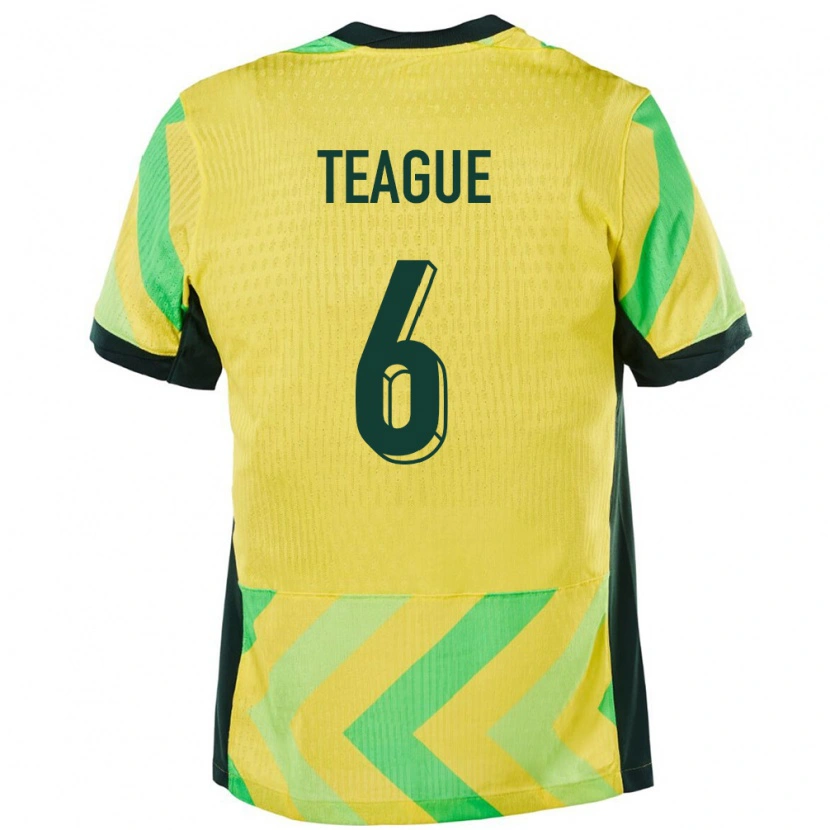 Danxen Kvinder Australien Ryan Teague #6 Gylden Hjemmebane Spillertrøjer 24-26 Trøje T-Shirt